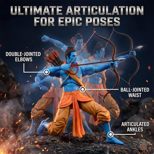 Legends of the Ramayan 1:12 Scale Vanvasi Rama Collector Action Figure with Bow, Arrow, Quiver, Squirrel & Interchangeable Hands