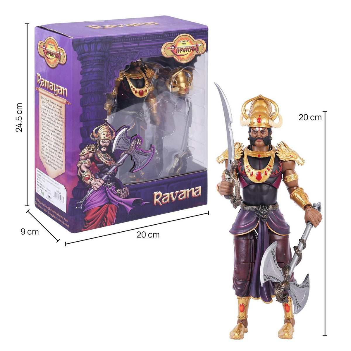 Legends of the Ramayan 1:12 Scale Ravana Enraged Collector Action Figure with Ten-Headed Sculpt, Veena, Polearm & Alternate Faces