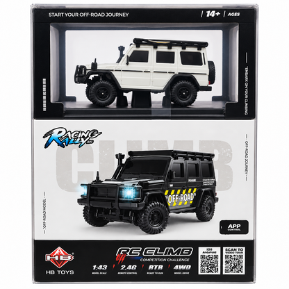 HB Toys 1:43 Scale Racing Rally RC Climb Off-Road 4WD SUV | 2.4GHz Remote Control, Ready to Run (RTR) | White