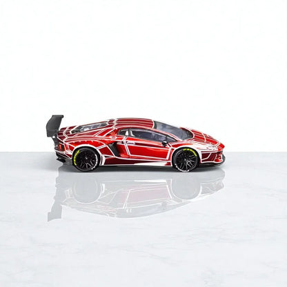 KING Model 1:64 Lamborghini LB Aventador Performance – Red Grid Edition Diecast Model Car - Jaiman Toys