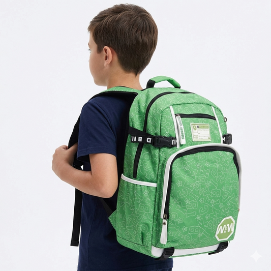 Kids School Backpack – Lightweight Ergonomic School Bag with Multiple Compartments, Padded Straps & Bottle Pocket (Green)