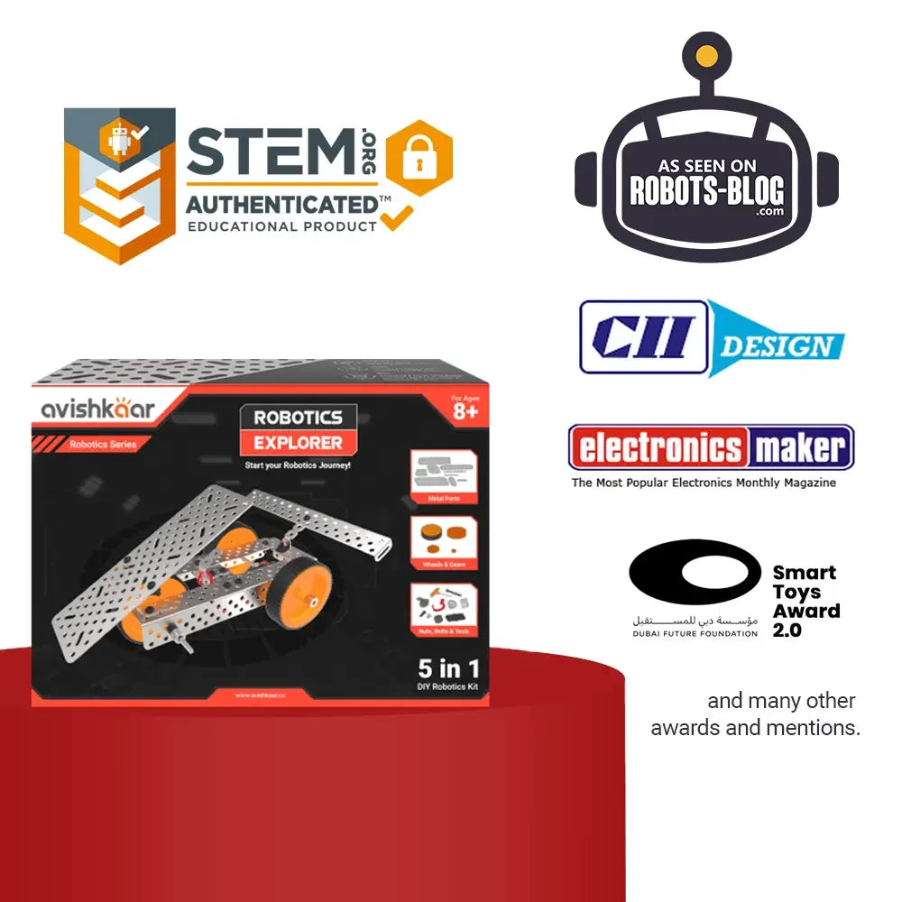 Avishkaar Robotics Explorer Kit | Build 5 Mechanical Robots | STEM Kit for Ages 8+
