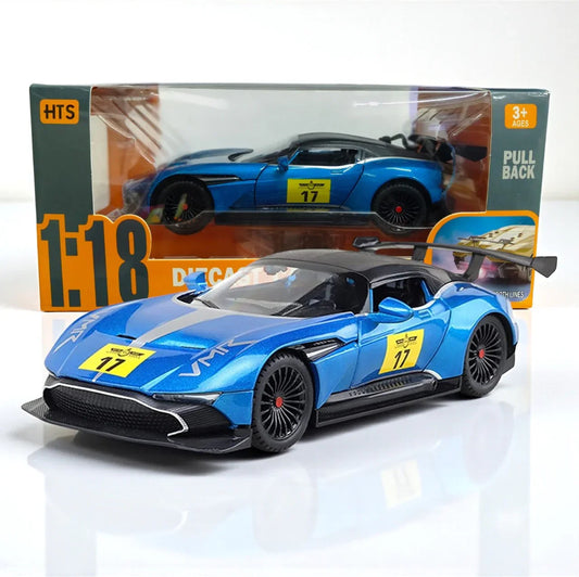 HTS 1:18 Alloy Metal Pull Back Die-Cast Car – Openable Doors, Sound & Light Effects, Realistic Smoke Spray
