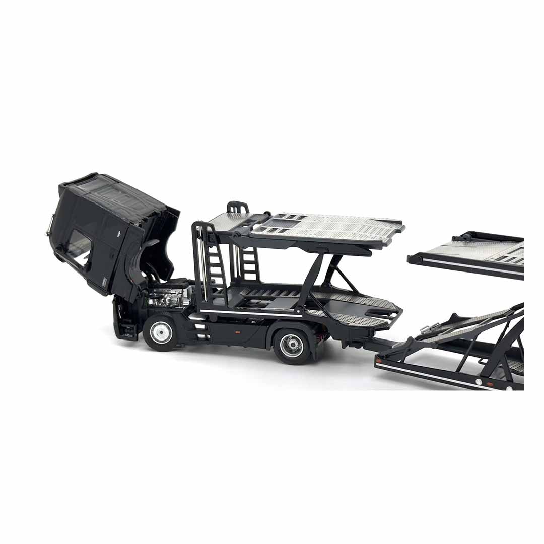 UNIQUE MODELS x Tiny 1:64 Mercedes-Benz Actros MP5 Black City Transporter Die-Cast Truck Model