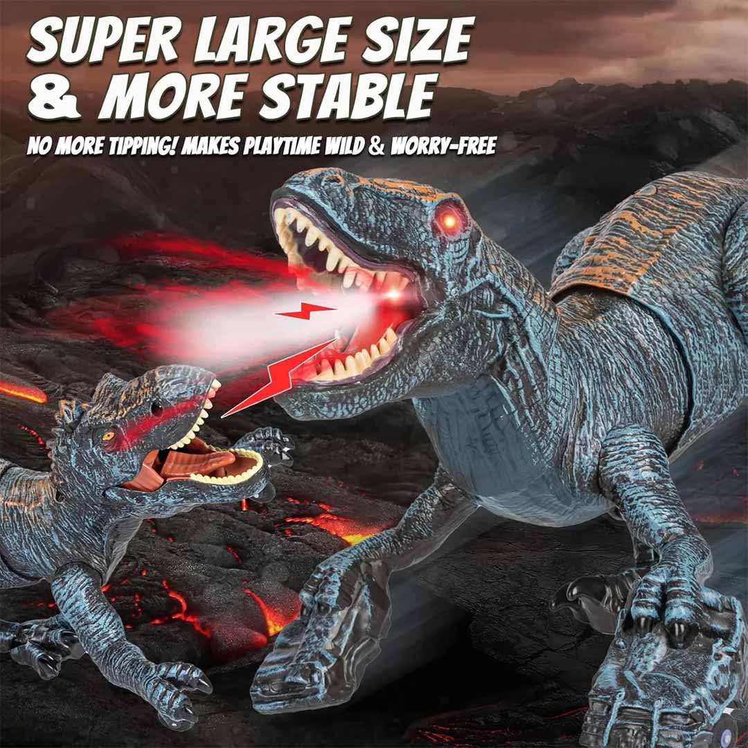 Remote Control 2.4G Walking Dinosaur Toy with Mist Spray, LED Lights & Roaring Sound – RC Robot Dino with 360° Neck Movement for Kids 3+ Years
