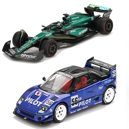 Mini GT 1:64 Aston Martin AMR24 #18 Lance Stroll F1 2024 + Mazda AZ-1 Liberty Walk LB40 Diecast Combo
