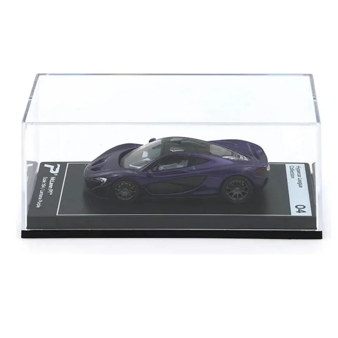 PosterCars H04 – McLaren P1 with Acrylic Box (Lantana Purple) 1:64 Diecast Car Model - Jaiman Toys
