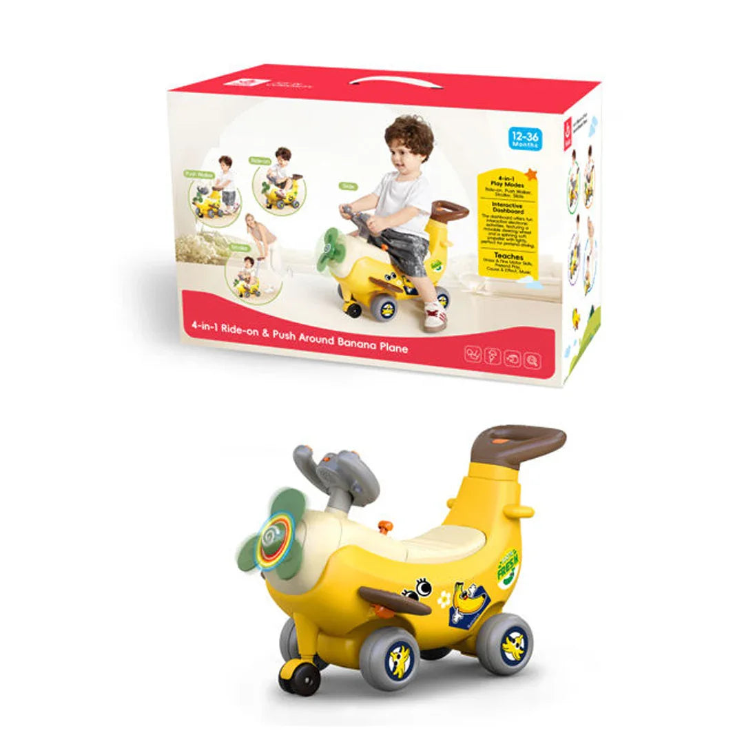 4-in-1 Convertible Sliding Ride-On – Banana Plane & Stroller Walker for Kids (Ages 5–7) - Jaiman Toys