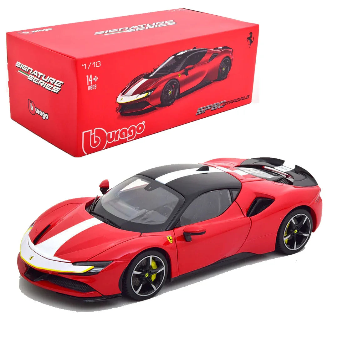 Bburago 1:18 Ferrari SF90 Stradale Red Signature Series | Licensed Diecast Supercar Collectible