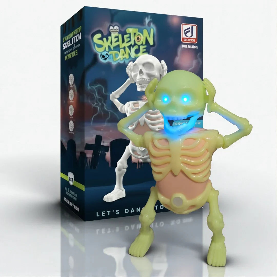 The-Dark Dancing Skeleton Toy – Motion Activated Glow in the Dark Halloween Decoration with Lights & Sound