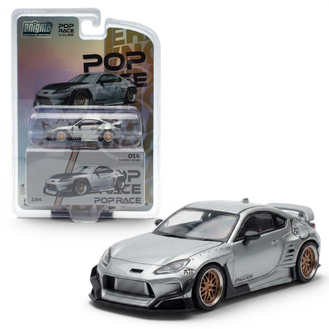 POP RACE 1:64 Pandem GR86 Silver Chase Diecast Model Car – Limited Edition JDM Collector Car