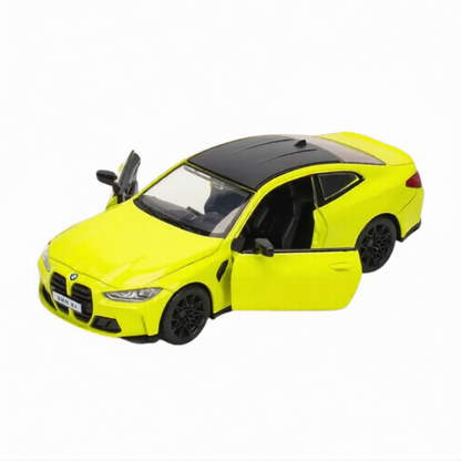 MSZ 1:38 BMW M4 Lime Yellow Die-Cast Model Car with Openable Doors & Pull-Back Action | Street Series