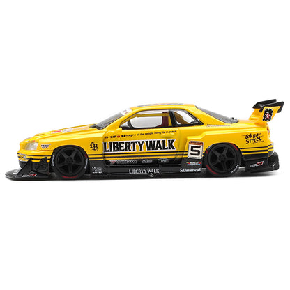 MINI GT 1:64 Nissan LB-ER34 Super Silhouette Skyline Sport Yellow Diecast Model Car | MGT1182 | Collector Box