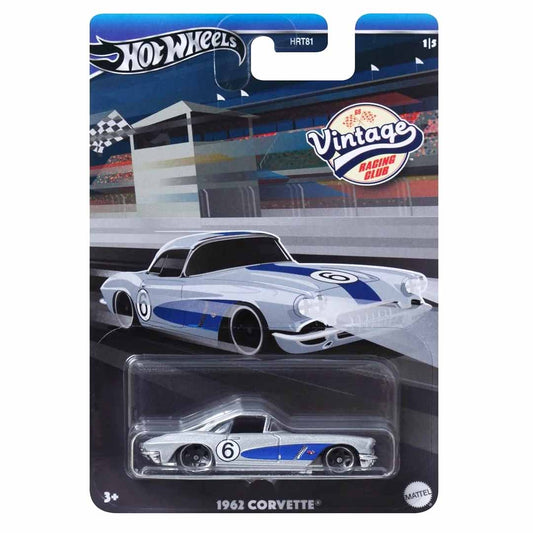 Hot Wheels 1:64 Vintage Racing Club 1962 Corvette Diecast Car | Premium Classic American Sports Car Collectible