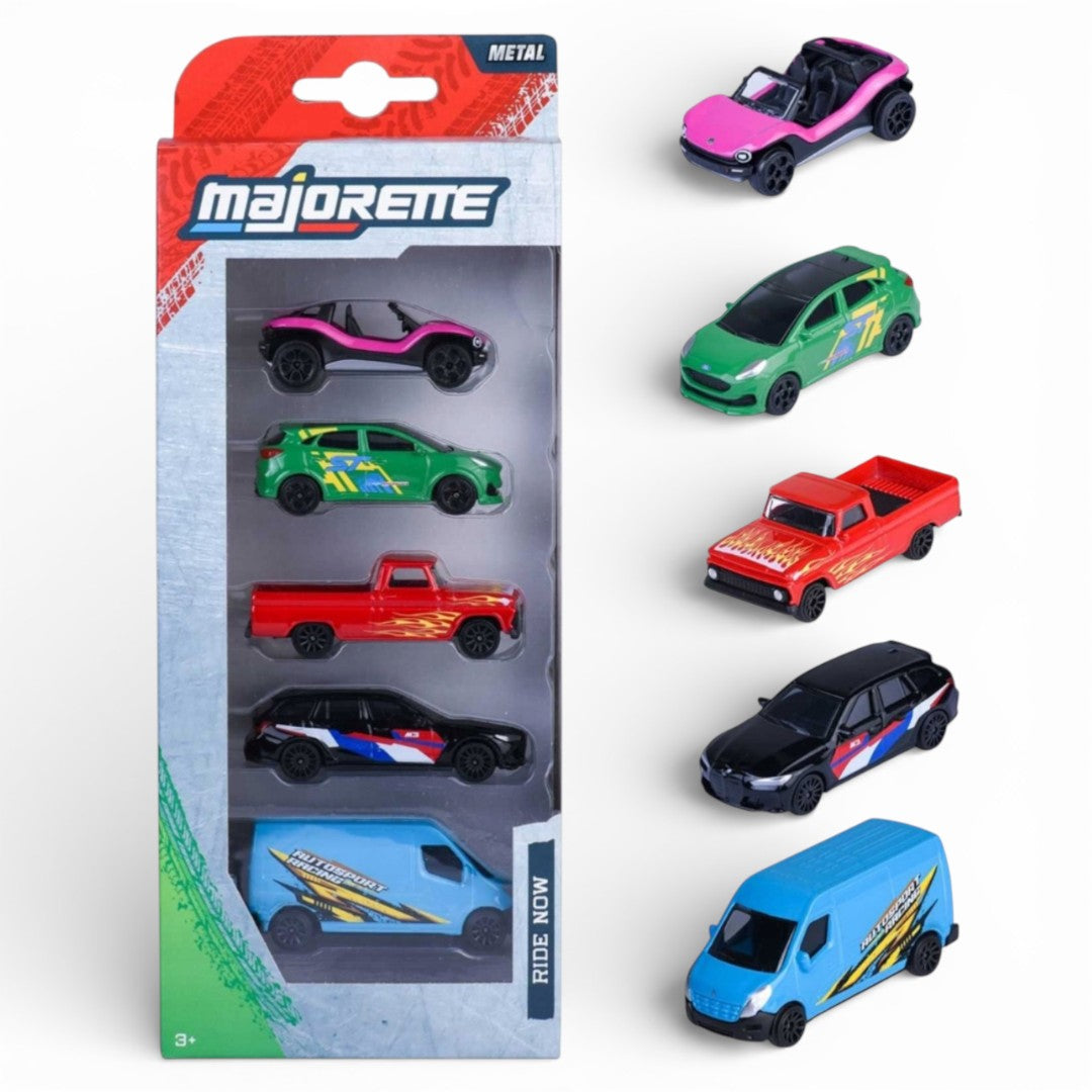 Majorette Ride Now 5-Piece Diecast Car Gift Pack | Metal Toy Vehicles Set for Kids 3+ Years