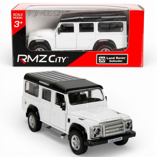 RMZ City 1:36 Land Rover Defender Diecast Car Model – White | Openable Doors, Sound & Light