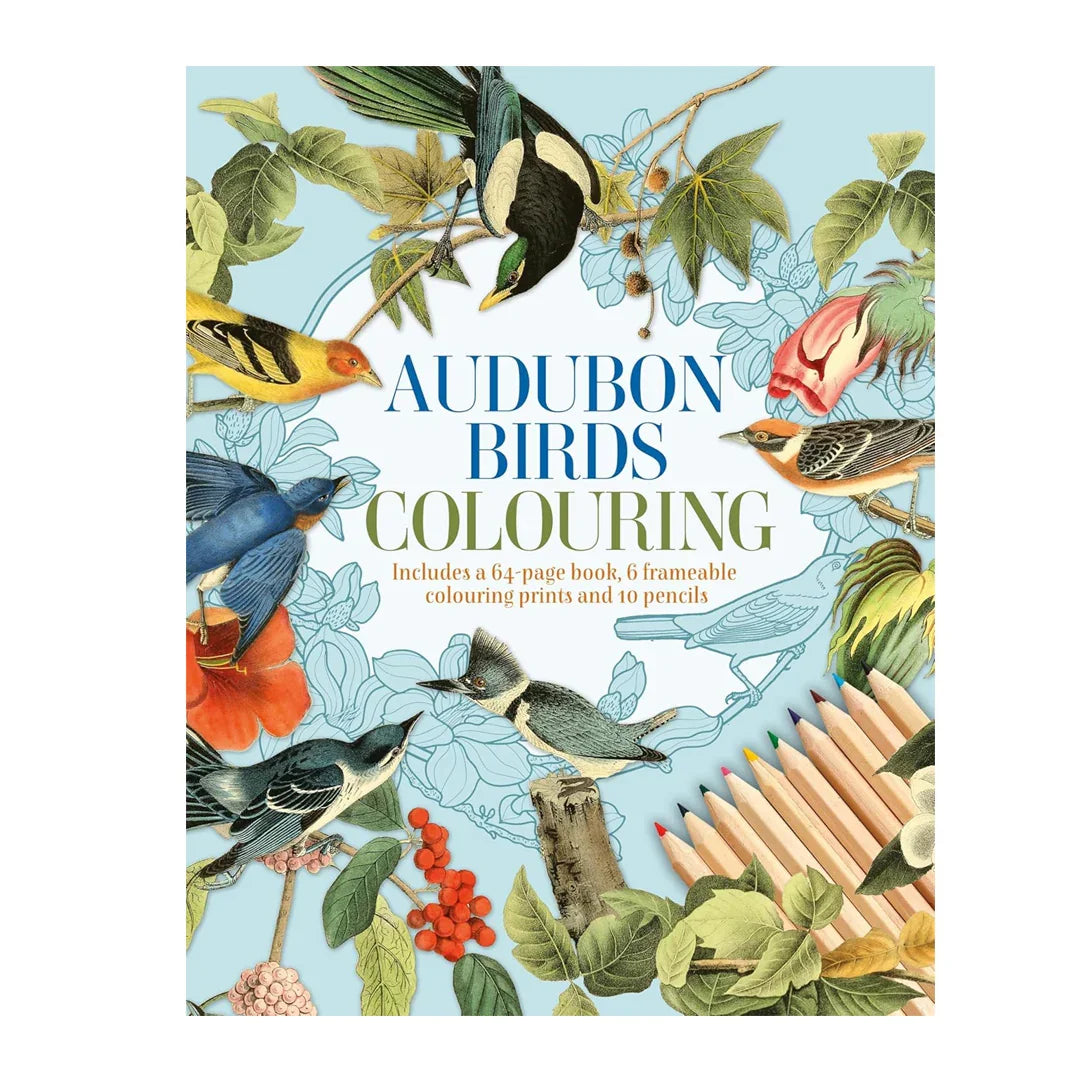 Audubon Birds Colouring Kit – 64-Page Book, 6 Frameable Prints & 10 Pencils - Jaiman Toys