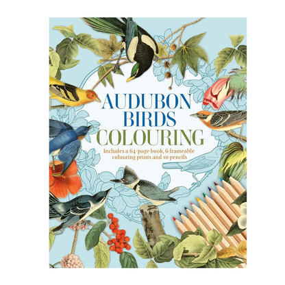 Audubon Birds Colouring Kit – 64-Page Book, 6 Frameable Prints & 10 Pencils - Jaiman Toys
