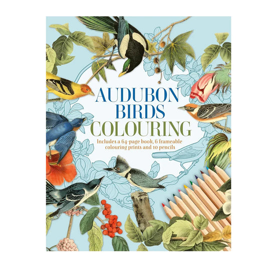 Audubon Birds Colouring Kit – 64-Page Book, 6 Frameable Prints & 10 Pencils - Jaiman Toys