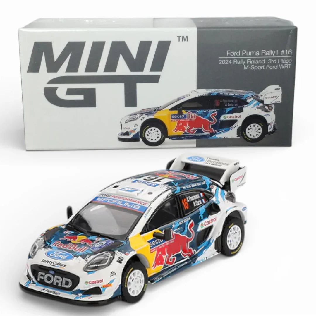 Mini GT 1:64 Racing Duo Diecast Set – Roxy Porsche 911 GT3 R IMSA 2024 + Ford Puma Rally1 Finland 2024 Collectibles