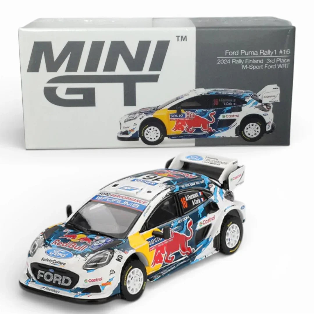 MINI GT 1:64 Porsche 911 GT3 R #77 AO Racing "Skeleton Rexy" | 2025 IMSA Petit Le Mans | Ford Puma Rally1 #13 | Mazda Miata MX-5 (NA) Tuned Version Diecast Model Car Set