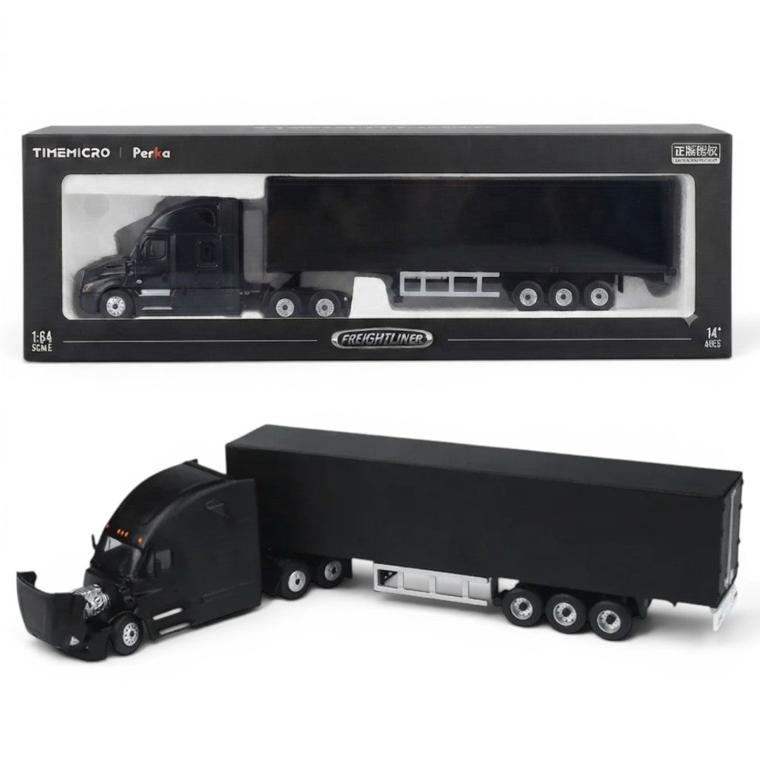Time Micro × Perka 1:64 Freightliner Container Truck Black | Diecast Model Truck