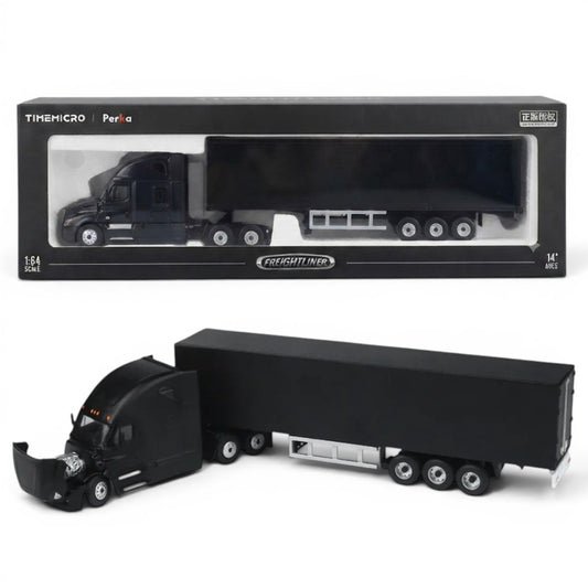 Time Micro × Perka 1:64 Freightliner Container Truck Black | Diecast Model Truck