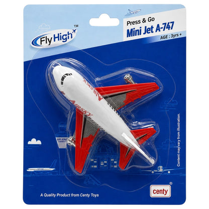 Centy Fly High Press & Go Mini Jet A-747 Toy Airplane | Red Wings Friction Powered Aircraft Toy for Kids 3+ | BGX