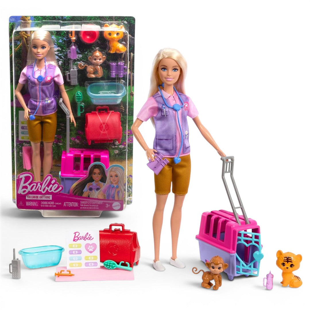 Barbie Careers Wildlife Veterinarian Doll Playset with Animal Rescue Accessories (11.5 inches) | Mattel Barbie You Can Be Anything