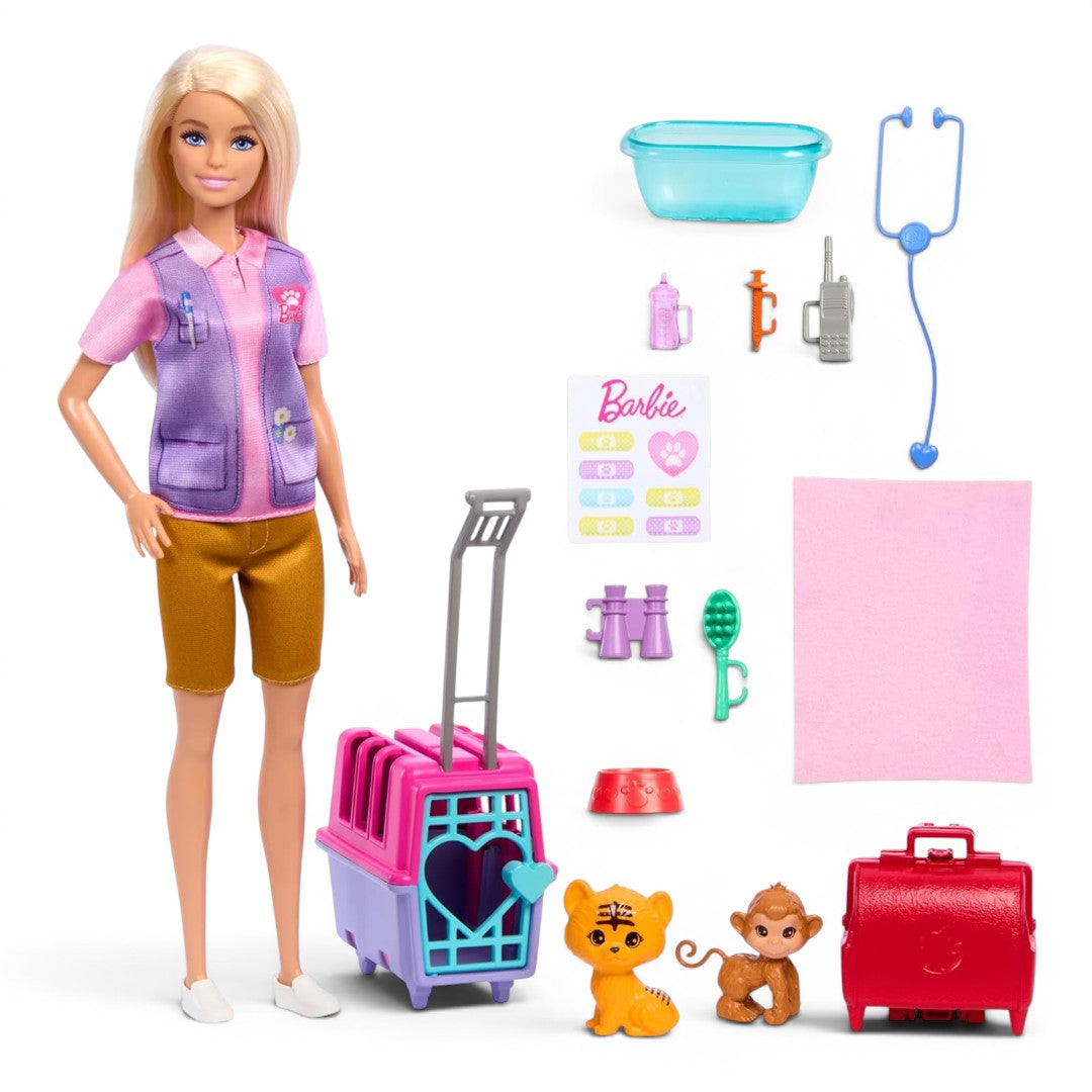 Barbie Careers Wildlife Veterinarian Doll Playset with Animal Rescue Accessories (11.5 inches) | Mattel Barbie You Can Be Anything