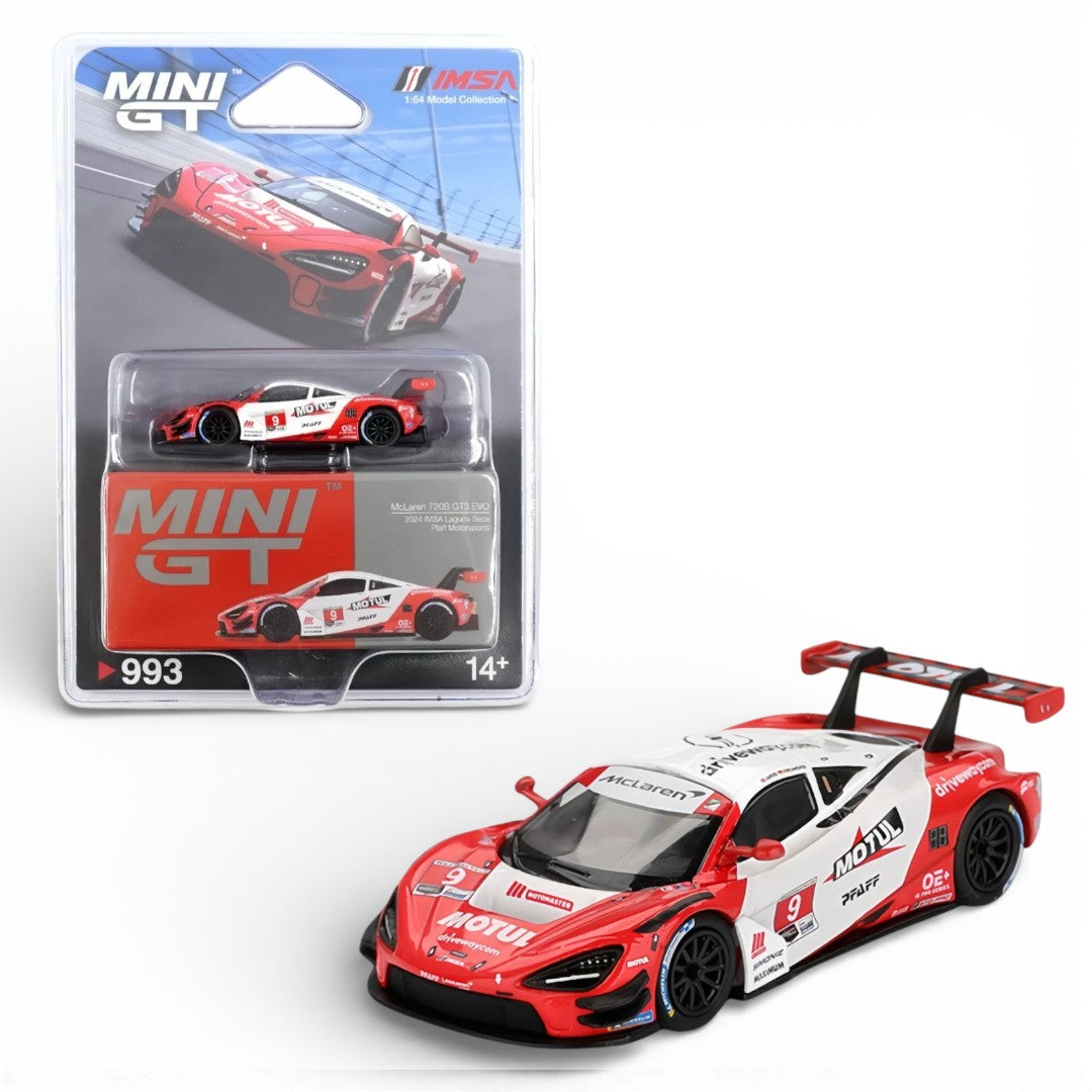 Mini GT 1:64 Racing Duo – Blister McLaren 720S GT3 Evo Pfaff Motorsports 2024 IMSA Laguna Seca & Nissan Skyline GT-R R32 VeilSide Combat C-I White RHD  Diecast Models