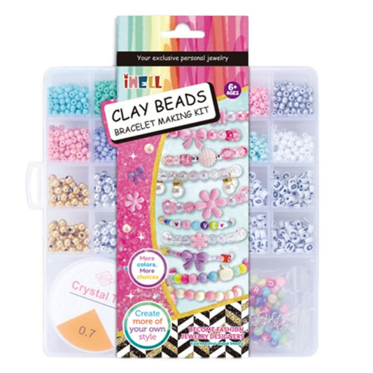 DIY Clay Beads Bracelet Making Kit for Kids | Colourful Beads Jewellery Making & Craft Set with Organizer Box | Creative Bracelet Making Kit for Kids 6+ Years