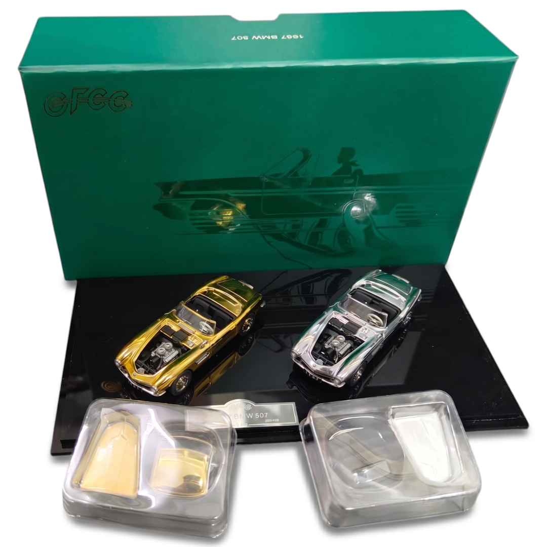 GFCC 1:64 BMW 507 Gold & Silver Plated Set Die-Cast Model Car Collection | Premium Collector Edition with 2 Variants