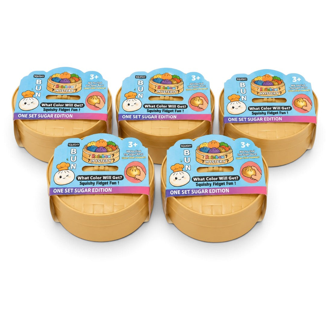 Rainbow Mystery Squishy Bun Fidget Toy with Surprise Character Design – 1 Pc Random Design