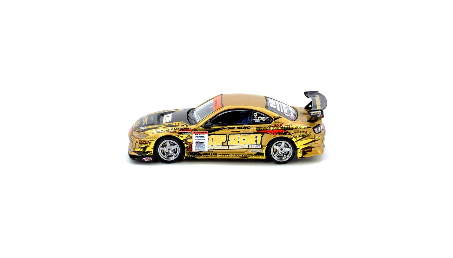 INNO64 Top Secret Nissan Silvia S15 D1 Grand Prix 2004 Champion 1:64 Diecast Model Car – Gold