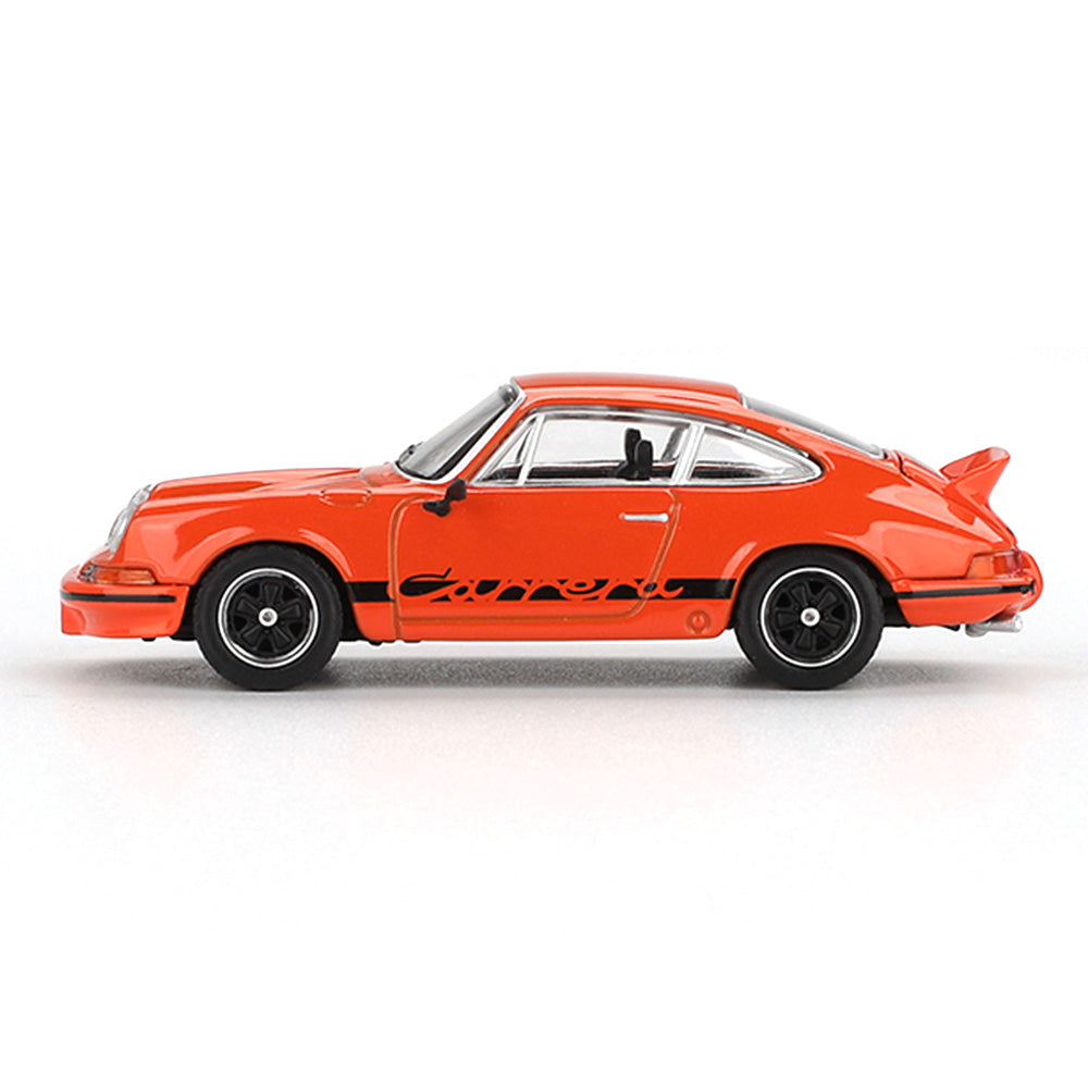 MINI GT 1:64 Porsche 911 Carrera RS 2.7 Tangerine with Black Livery Die-Cast Model Car