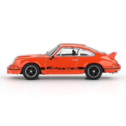 MINI GT 1:64 Porsche 911 Carrera RS 2.7 Tangerine with Black Livery Die-Cast Model Car