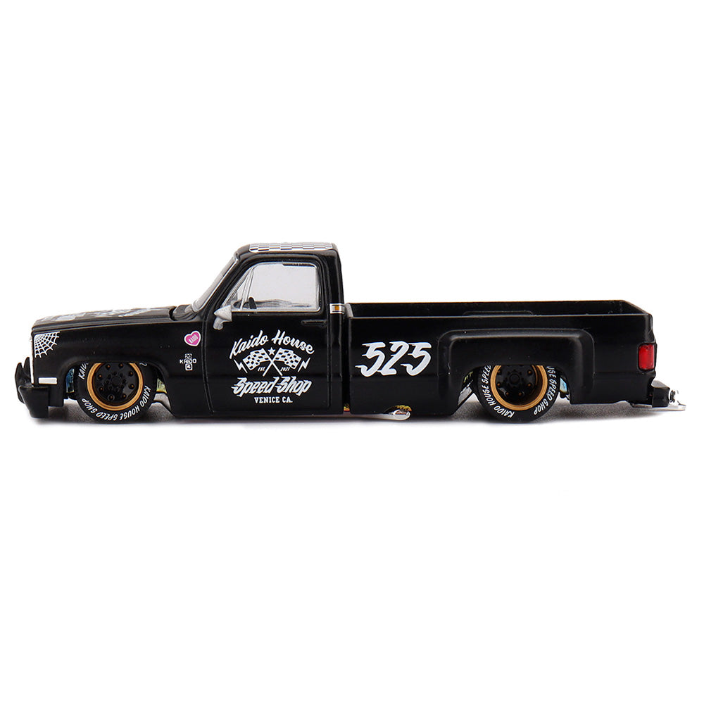 Kaido House x MINI GT 1:64 Chevrolet Silverado Dually Hot Rod V1 Black Diecast Pickup Truck | KHMG236 | Collector Box