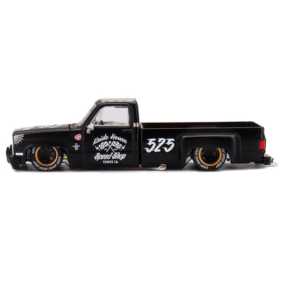 Kaido House x MINI GT 1:64 Chevrolet Silverado Dually Hot Rod V1 Black Diecast Pickup Truck | KHMG236 | Collector Box