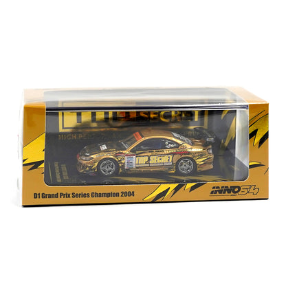 INNO64 Top Secret Nissan Silvia S15 D1 Grand Prix 2004 Champion 1:64 Diecast Model Car – Gold