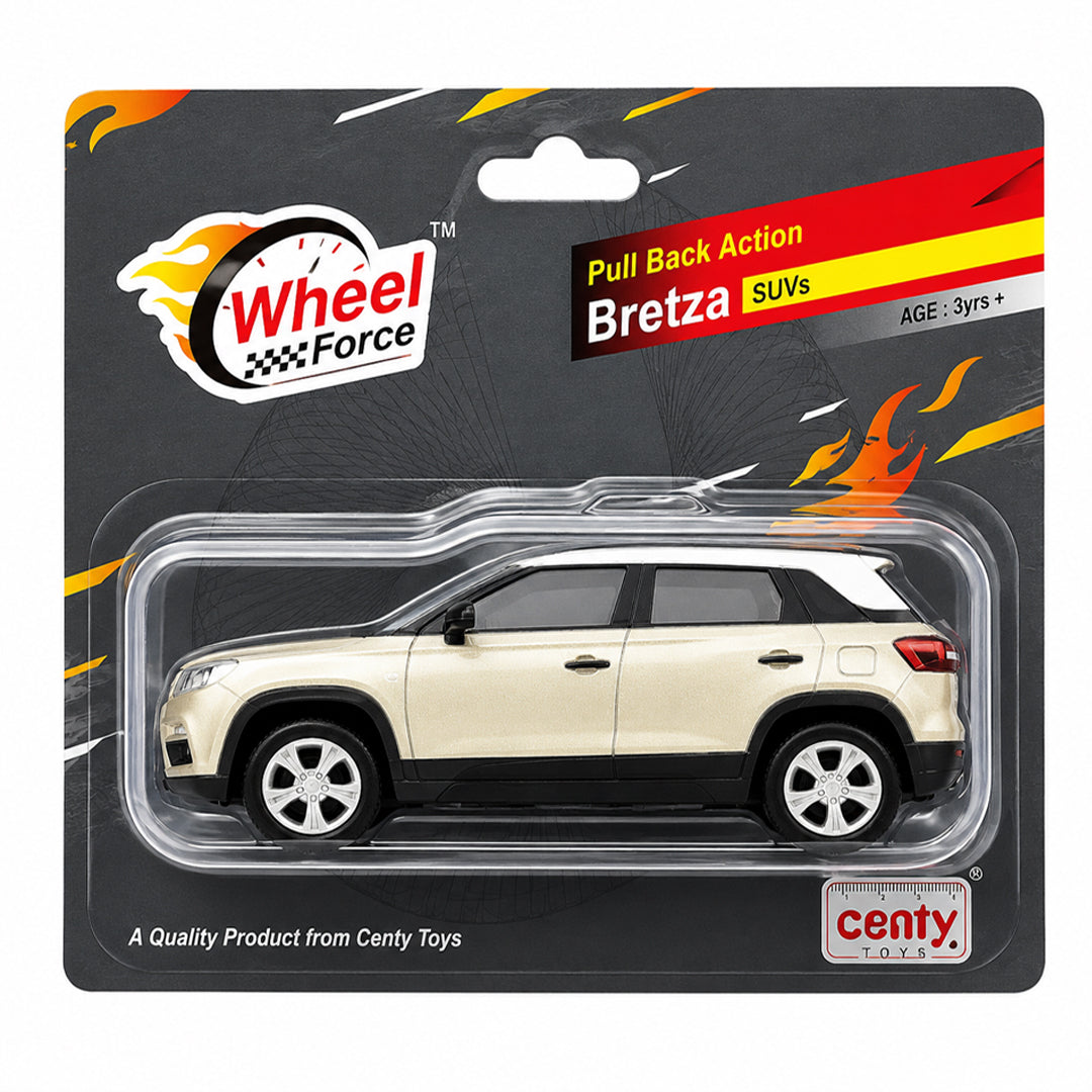 Centy Wheel Force Pull Back Action Bretza SUV Die-Cast Toy Car for Kids | Friction Powered Mini SUV | Assorted Colours | BGX