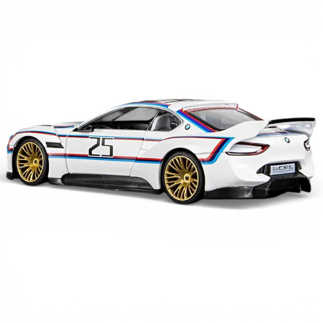 MSZ 1:32 BMW 3.0 CSL Die-Cast Model Car – White|Pull Back, Openable Doors, Light & Sound (68732A)