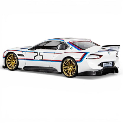 MSZ 1:32 BMW 3.0 CSL Die-Cast Model Car – White|Pull Back, Openable Doors, Light & Sound (68732A)