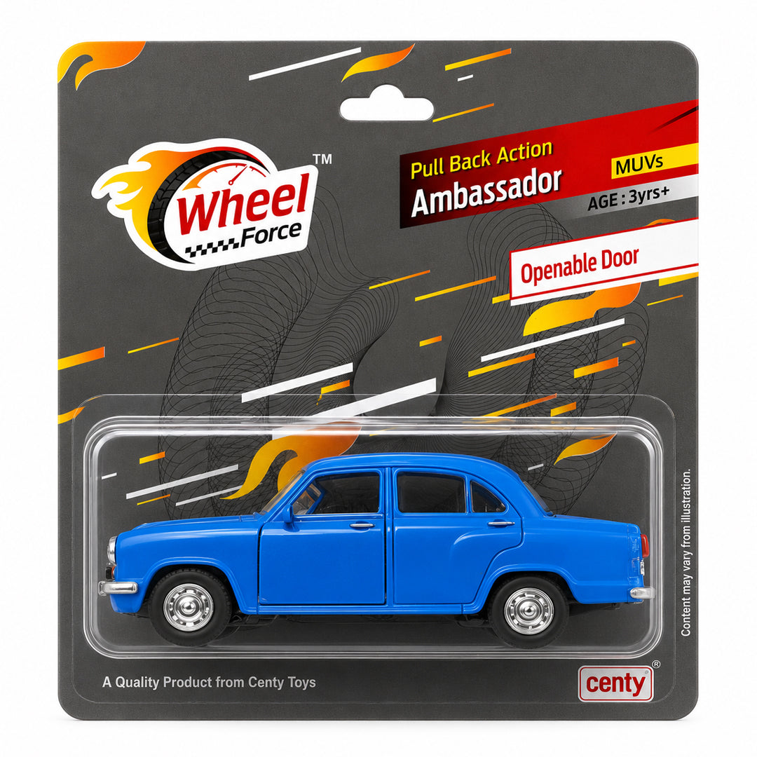 Centy Wheel Force Ambassador Pull Back Action Die-Cast Toy Car with Openable Doors | Classic Collectible Car for Kids | Assorted Colours | BGX
