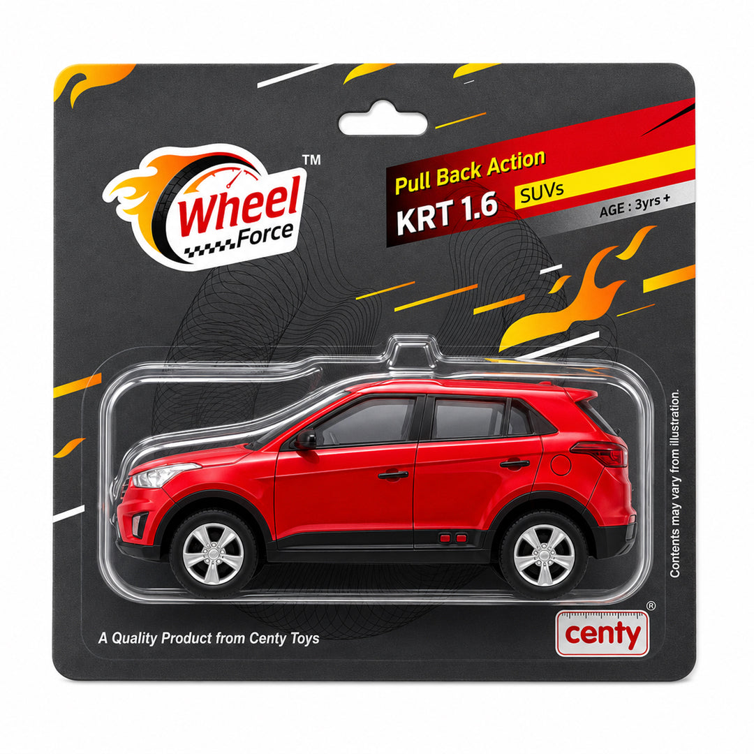 Centy Wheel Force KRT 1.6 Pull Back Action SUV Die-Cast Toy Car for Kids | Friction Powered Mini SUV | Assorted Colours | BGX