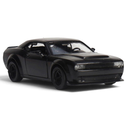 RMZ City Dodge Challenger SRT Demon 1:32 Scale Die-Cast Model Car – Matte Black American Muscle Car Collectible with Opening Doors, Pull-Back Action