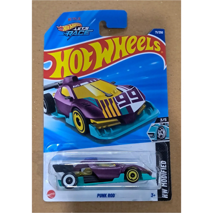 Hot Wheels 1:64 Scale 5-Car Set – Hako Type D, Arrow Dynamic HYX98, Track Dwagon HW Wagons, Netflix Let's Race Heavy Hitcher HW Metro & Rod Punk HW Modified