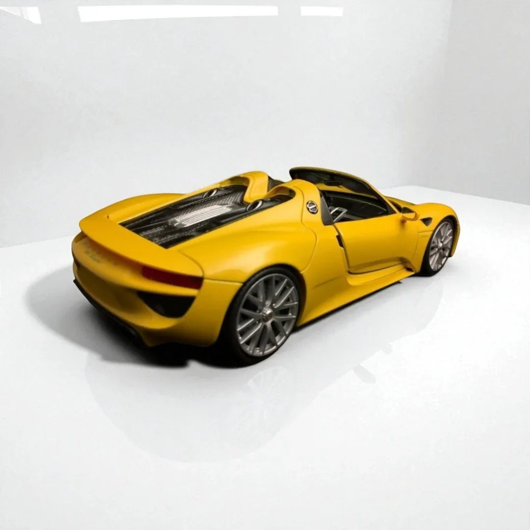Welly 1:24 Porsche 918 Spyder Die-Cast Model – Yellow | Openable Doors (24055) - Jaiman Toys