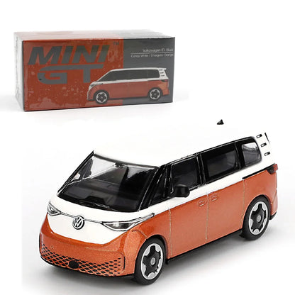 Mini GT 1:64 Volkswagen ID.Buzz Candy White Energetic Orange RHD – Diecast Model Car