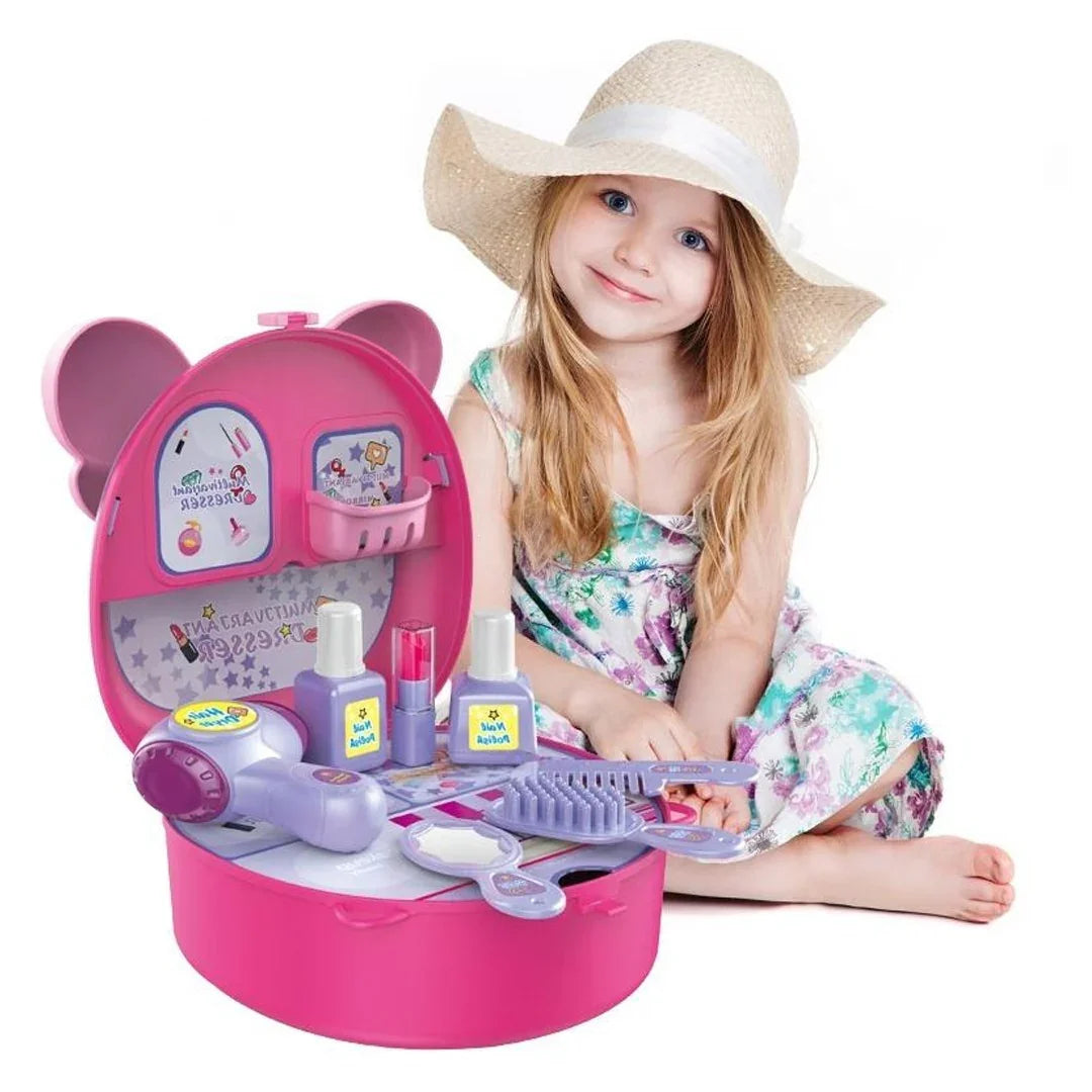 Mini Fashion Dresser Suitcase for Kids with Sound | Makeup & Beauty Play Set (Pink)